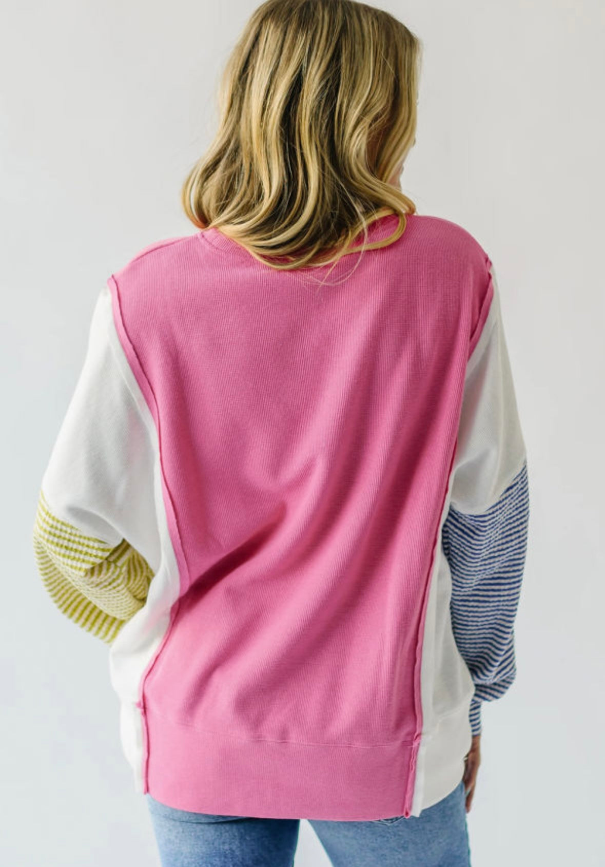 Pre-order Pink Colorblock Exposed Seam Top