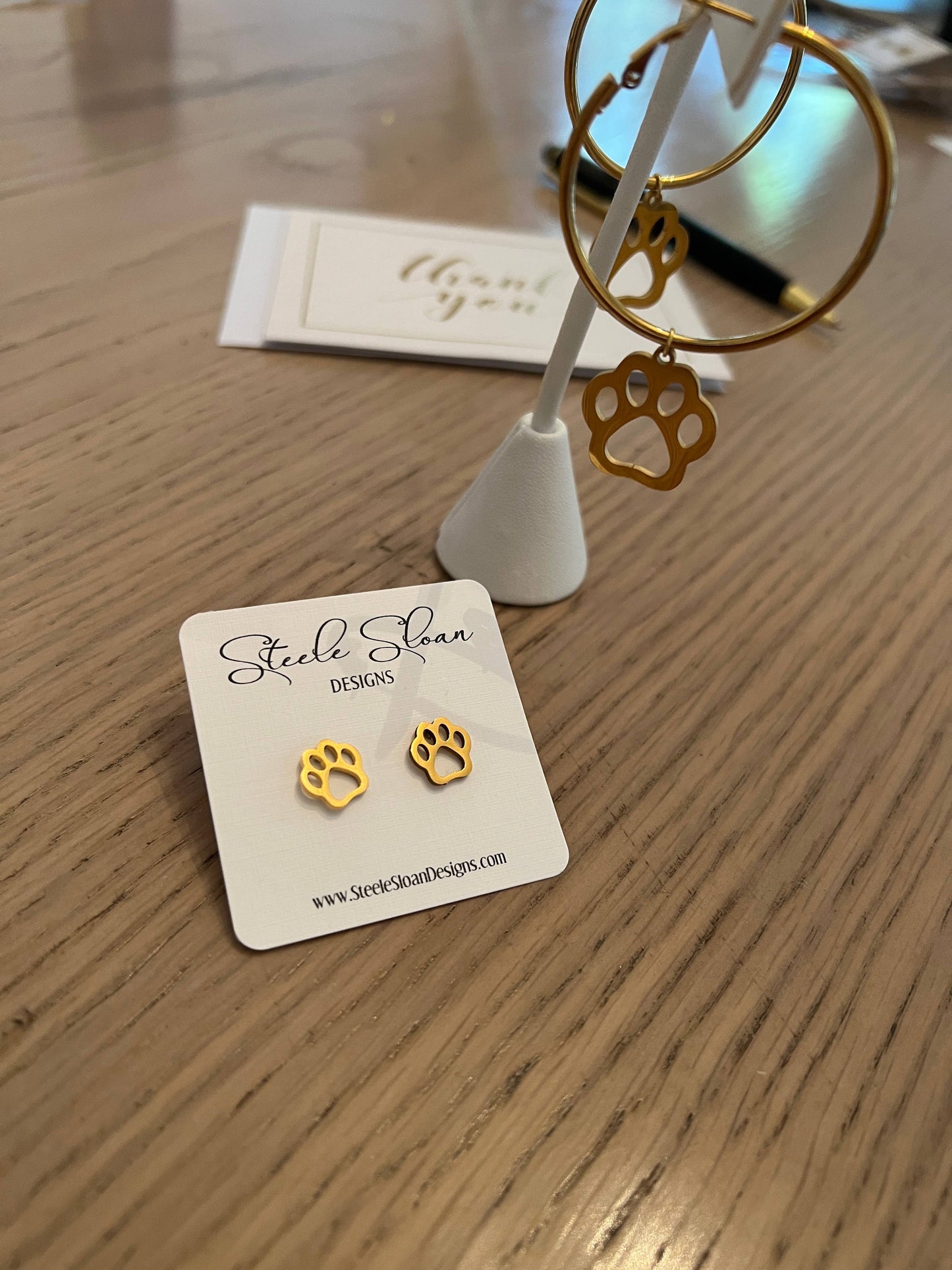 Paw Gold Stud Earrings