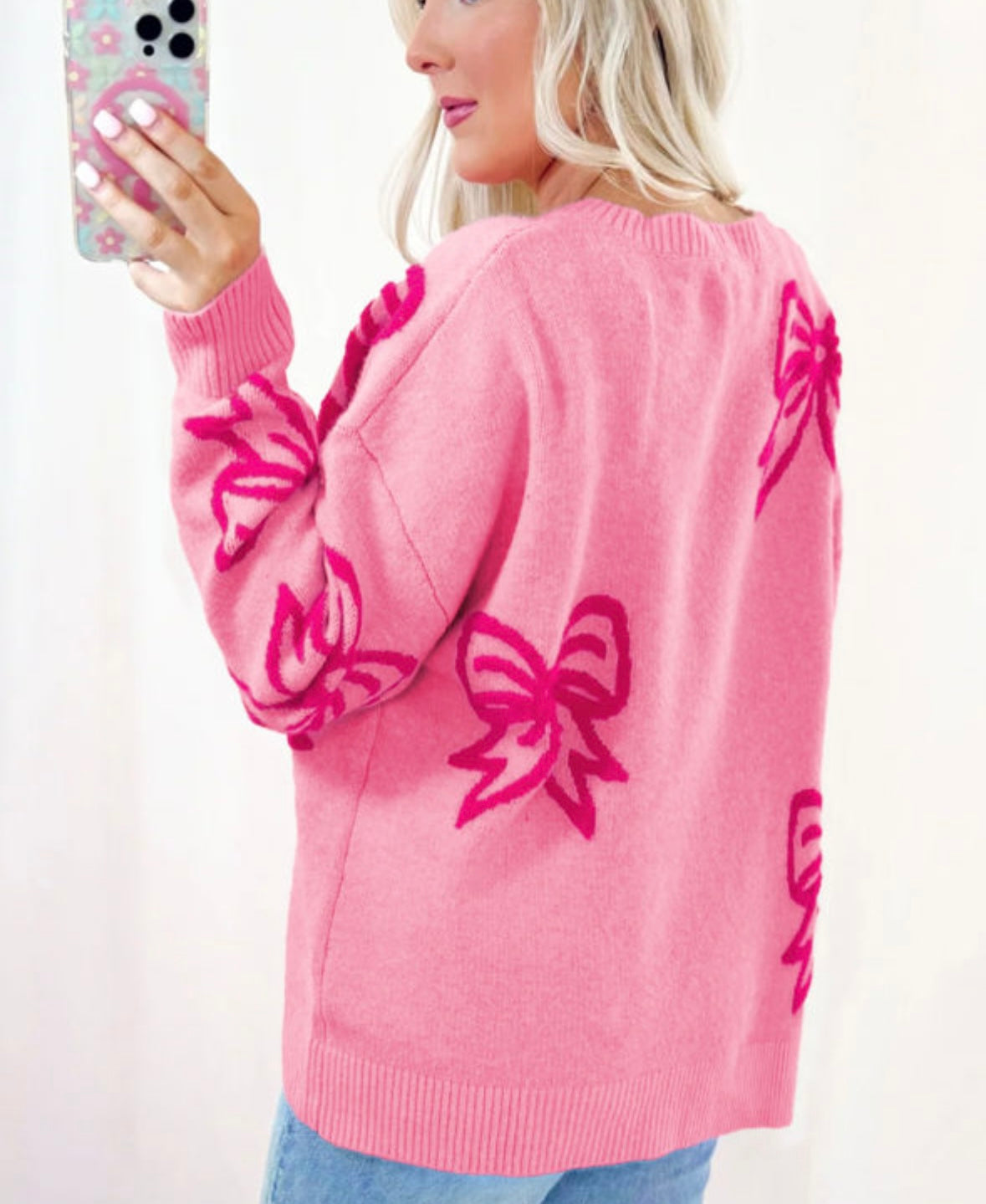 Pre-order Pink Bow Loose Fit Sweater