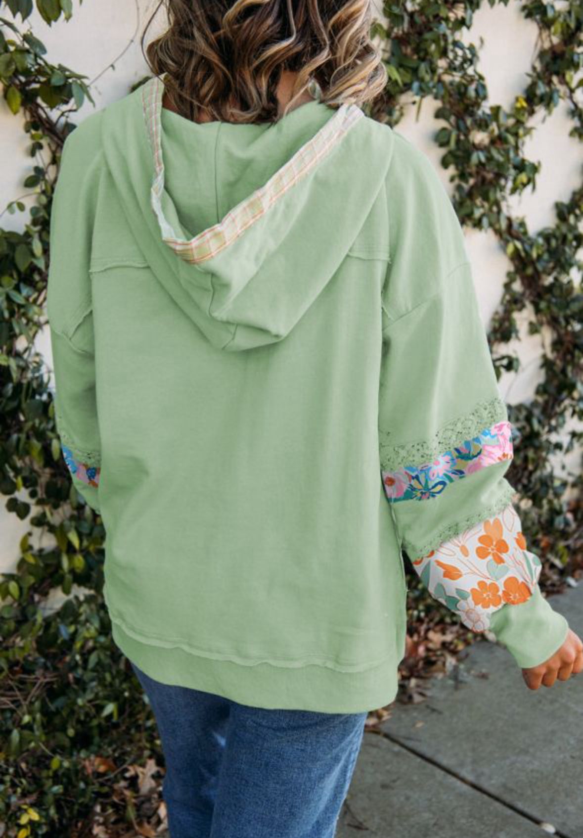 Pre-order Green Floral Hooded Top