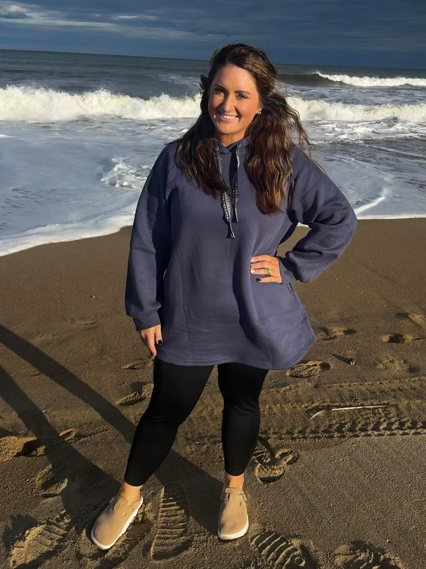 Pre-order Blue Oversized Fleece Lined Tunic