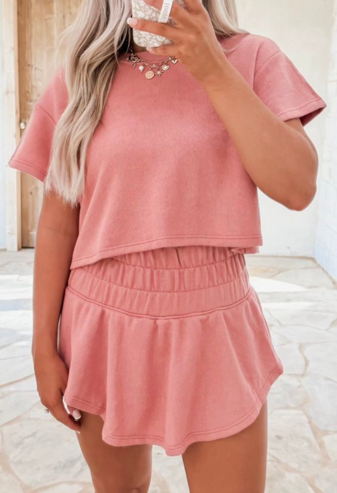 Pre-order Pink Blossom Cropped Tee & Skort Set