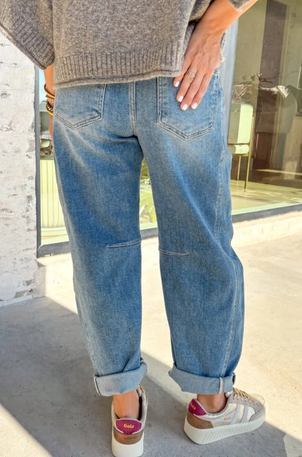 Medium Wash Barrel Jeans