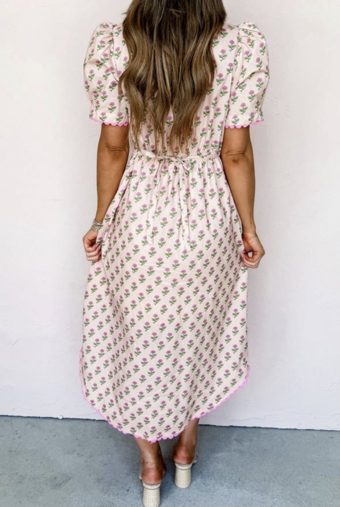 Pre-order Floral Scallop Trim Button Front Dress