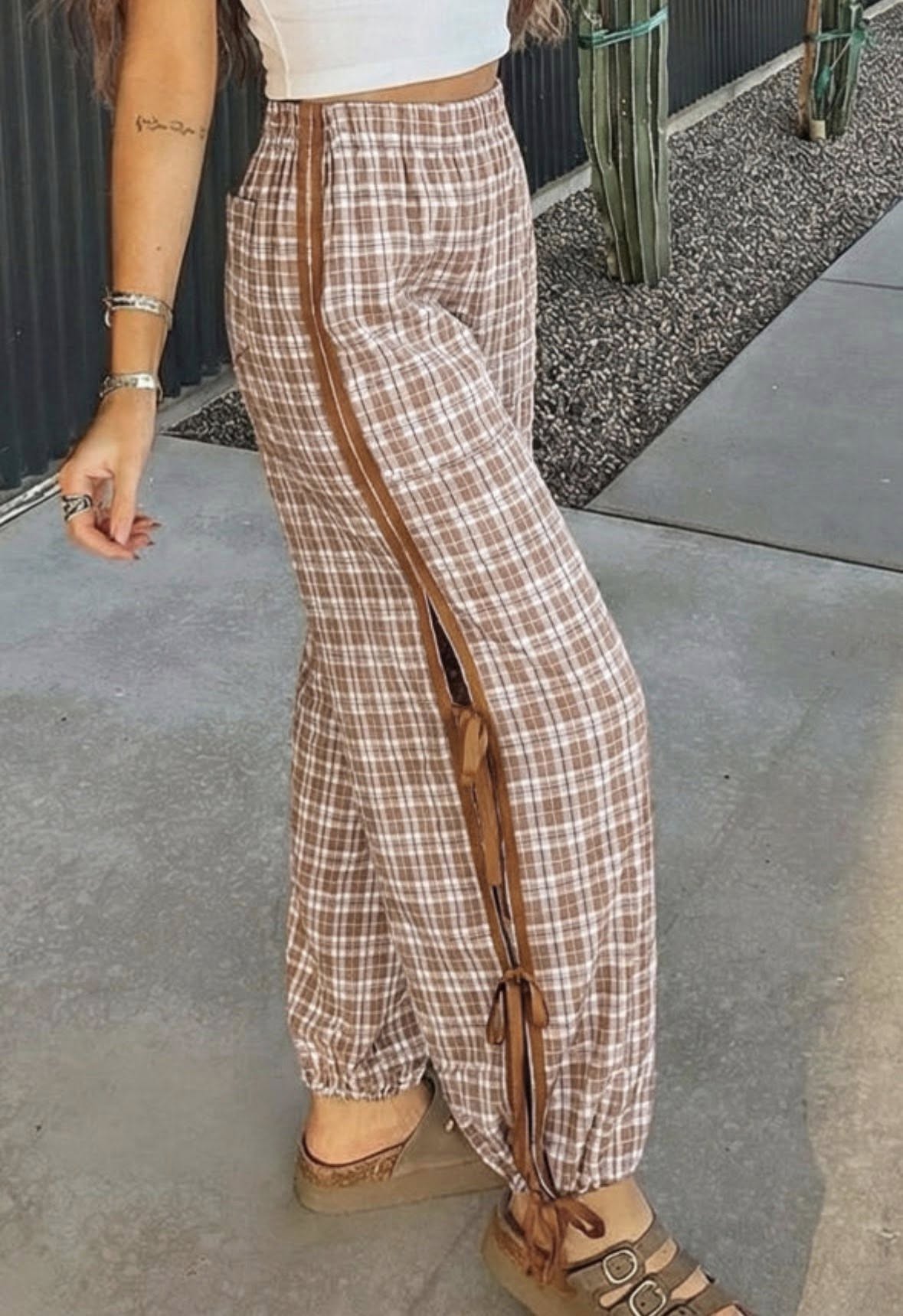 Pre-order Chestnut Tie Detail Jogger Pants