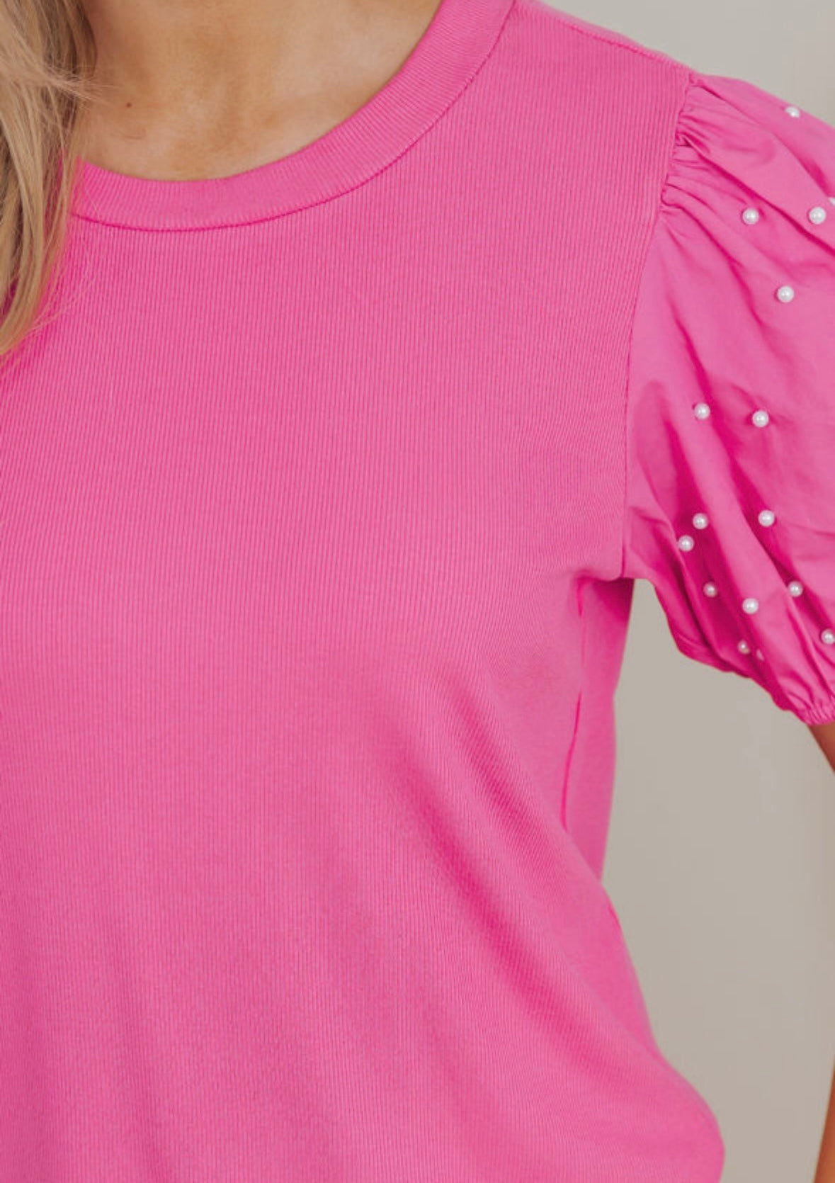 Pre-order Pink Pearl Puff Sleeve Top