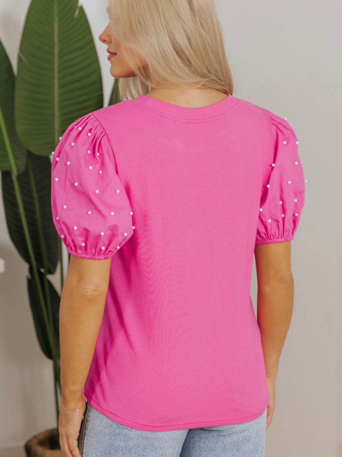 Pre-order Pink Pearl Puff Sleeve Top