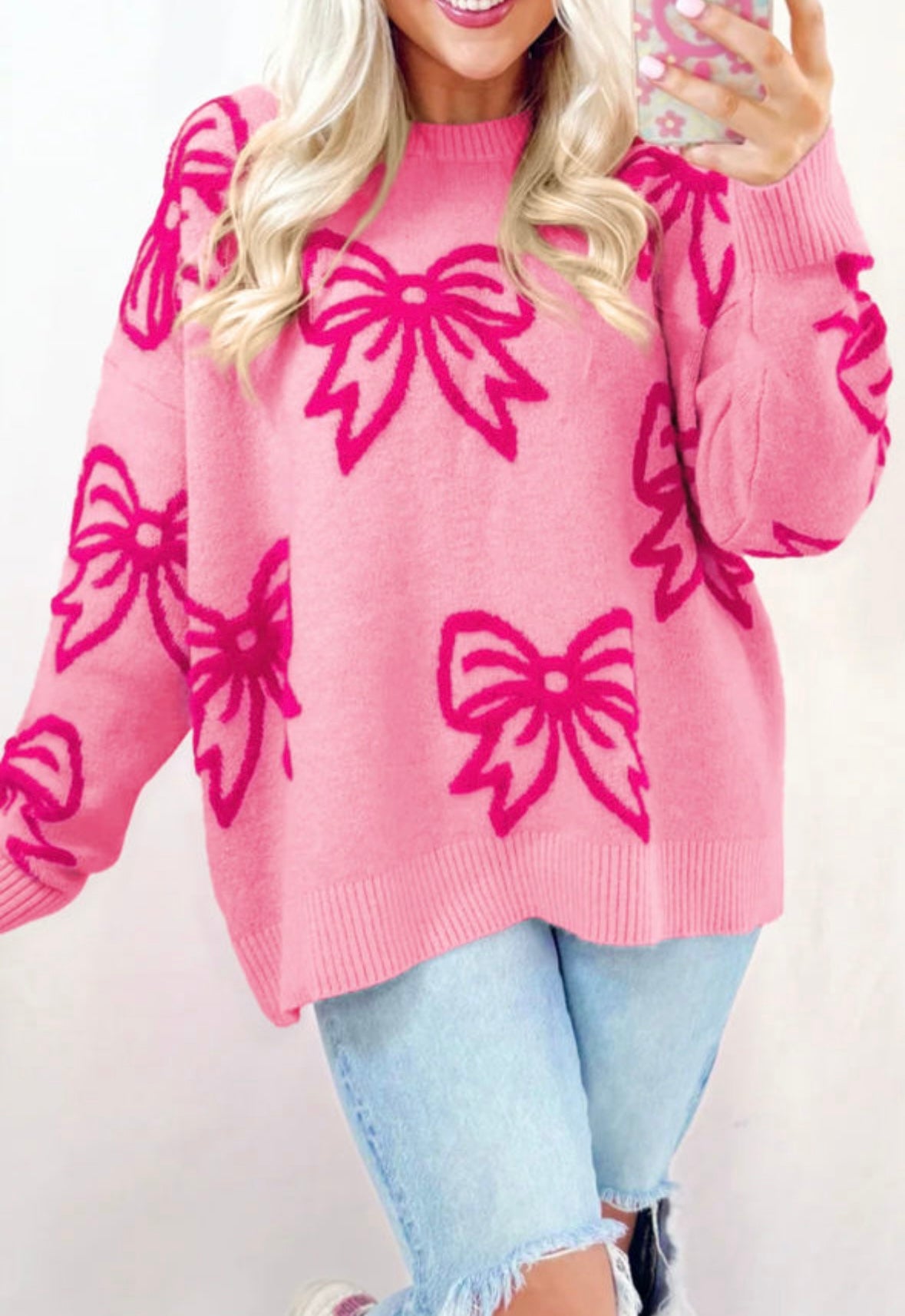Pre-order Pink Bow Loose Fit Sweater