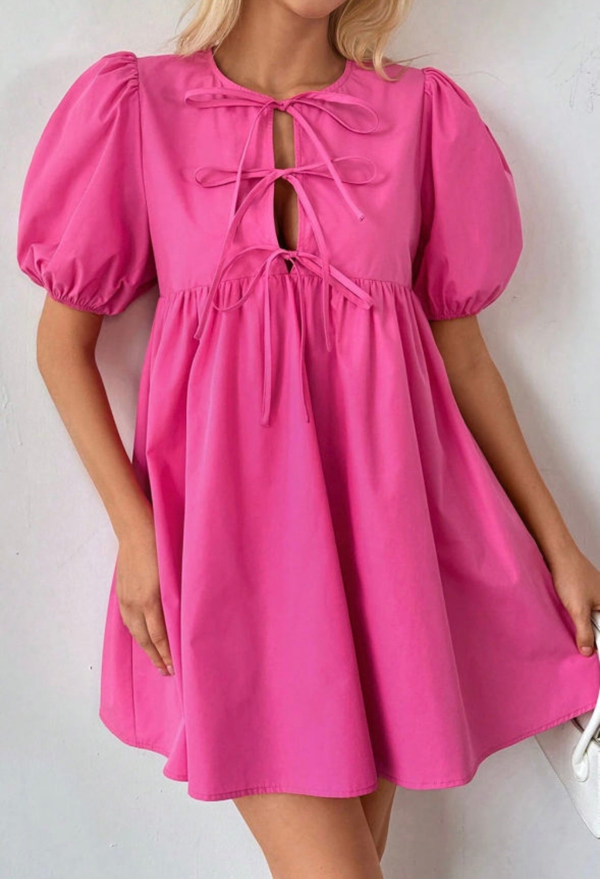 Pre-order Pink Bow Tie Front Dress