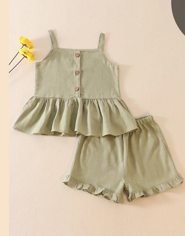 Linen Ruffle 2 piece Set