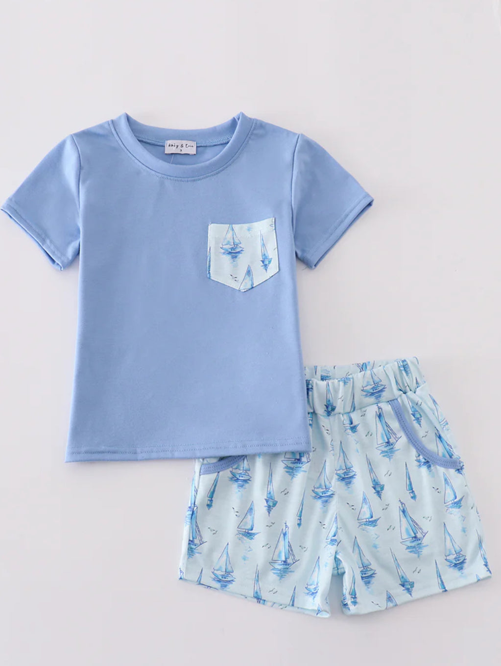 Blue Sailboat Short Set