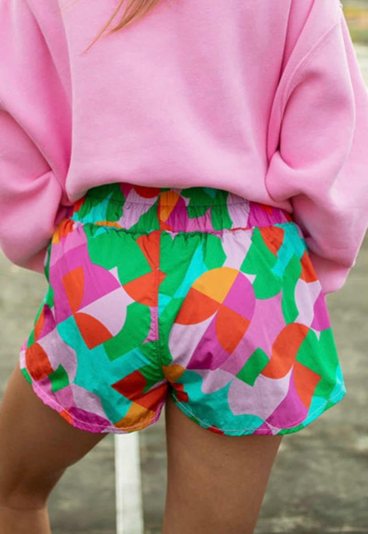 Pre-Order Abstract Print Smocked Waist Shorts