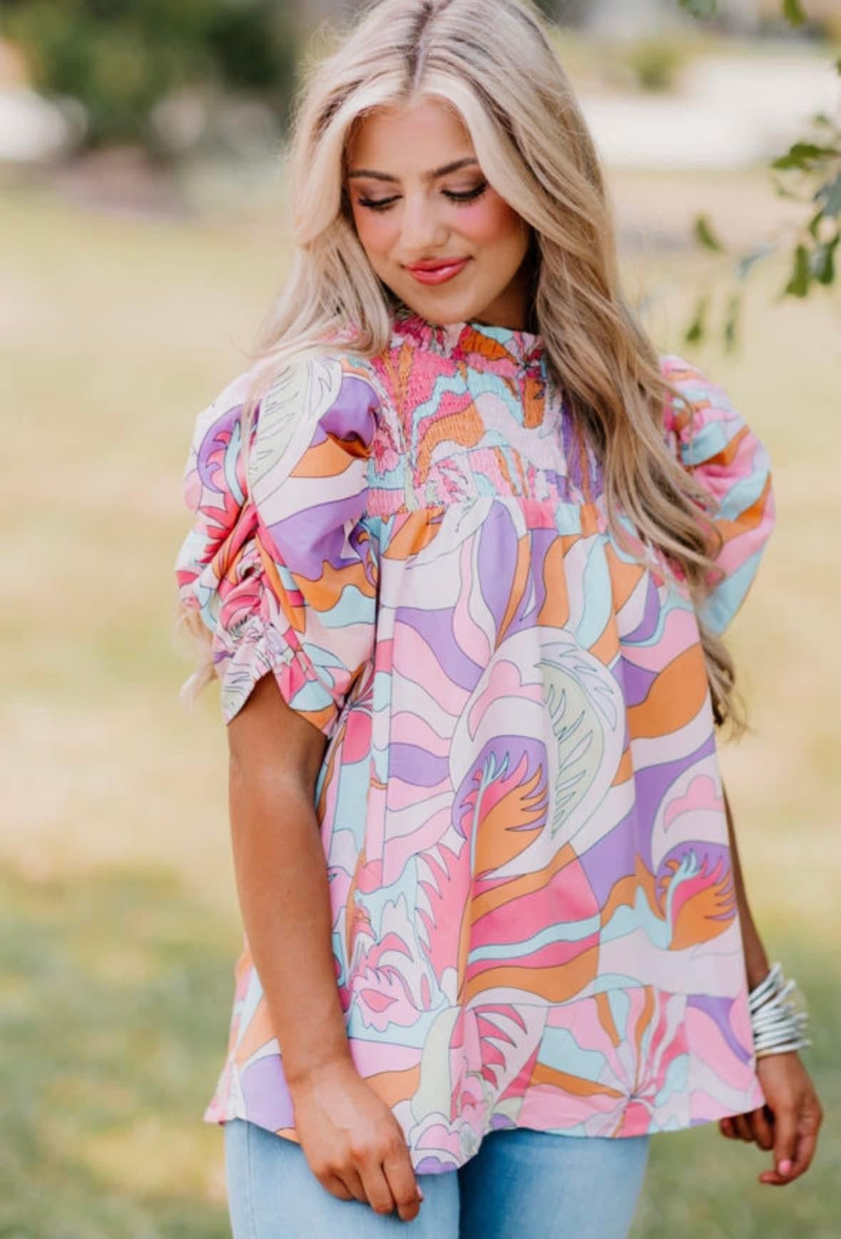 Pre-Order Abstract Bubble Sleeve Blouse