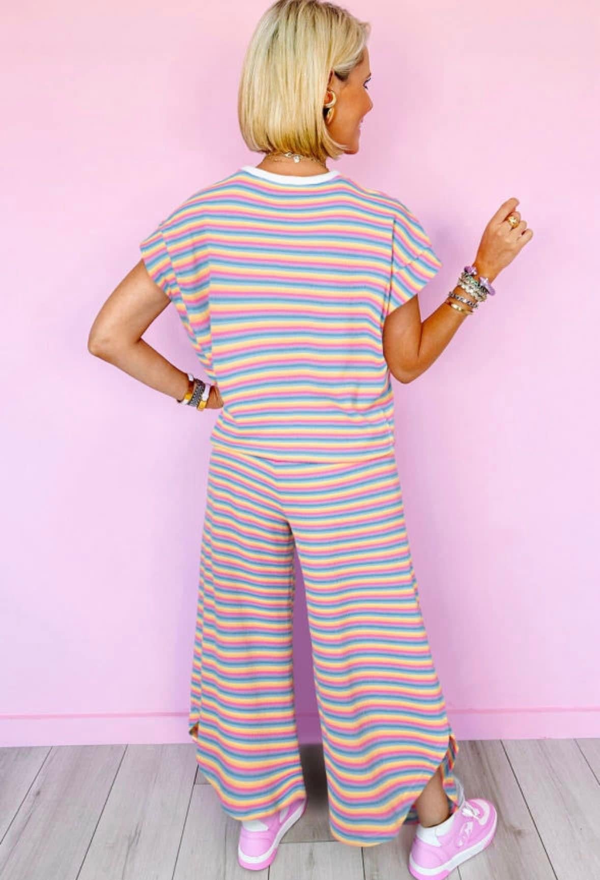 Pre-Order Rainbow Tasseled String Wide Leg Pants Set