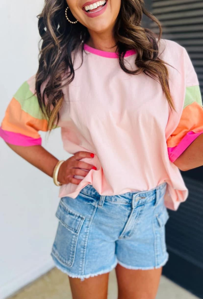 Pre-order Color Block Sleeve Top