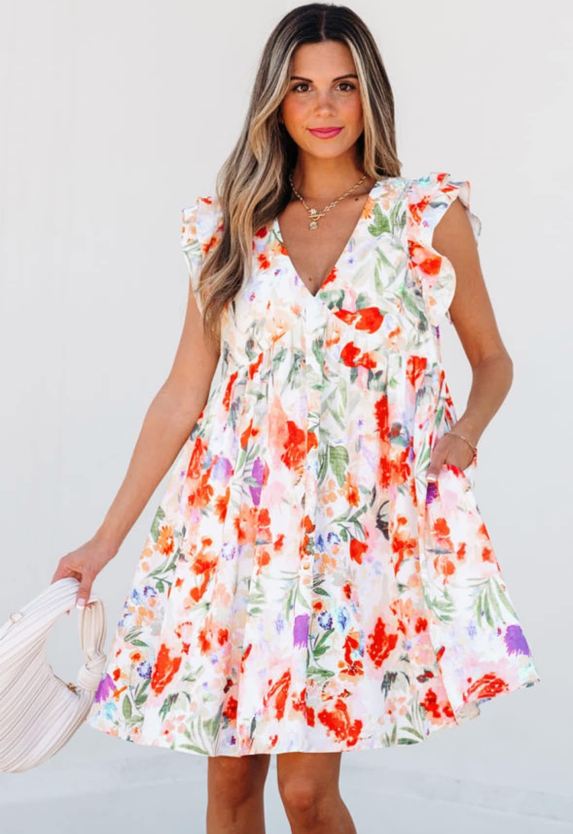 Pre-order Pink Floral High Waist Dress