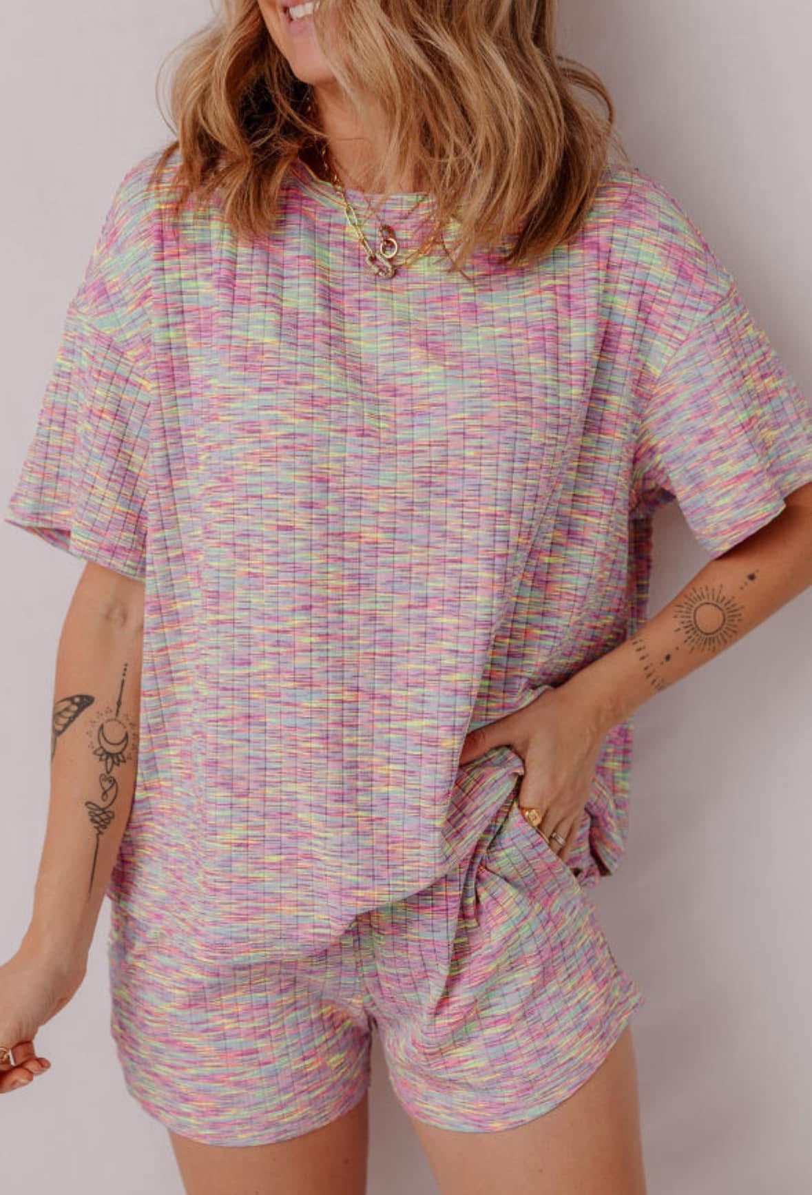 Pre-order Multicolor Ribbed Lounge Set