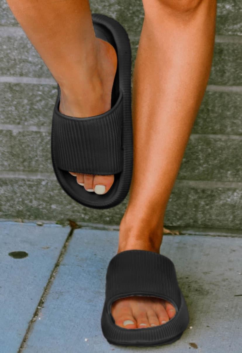Black Comfy Slides
