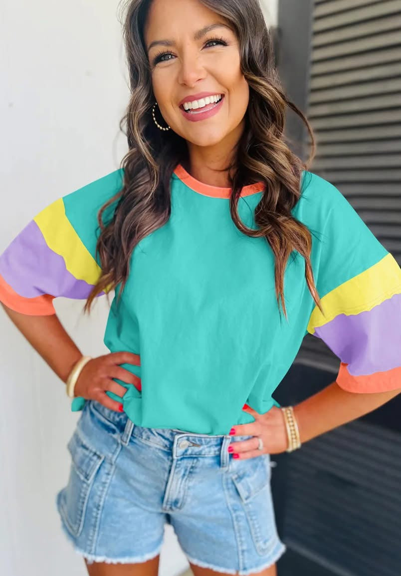 Pre-order Color Block Sleeve Top