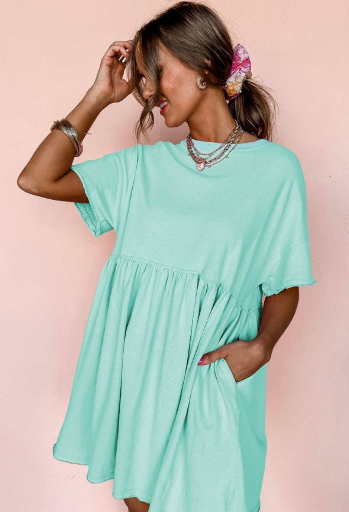 Pre-order Raw Edge Babydoll Dress w/ POCKETS
