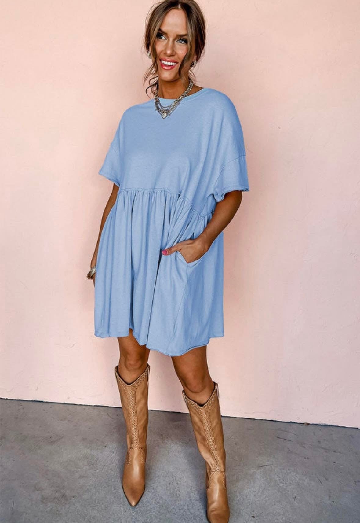 Pre-order Raw Edge Babydoll Dress w/ POCKETS