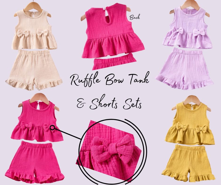 Pre-order Ruffle Bow Tank & Shorts Sets