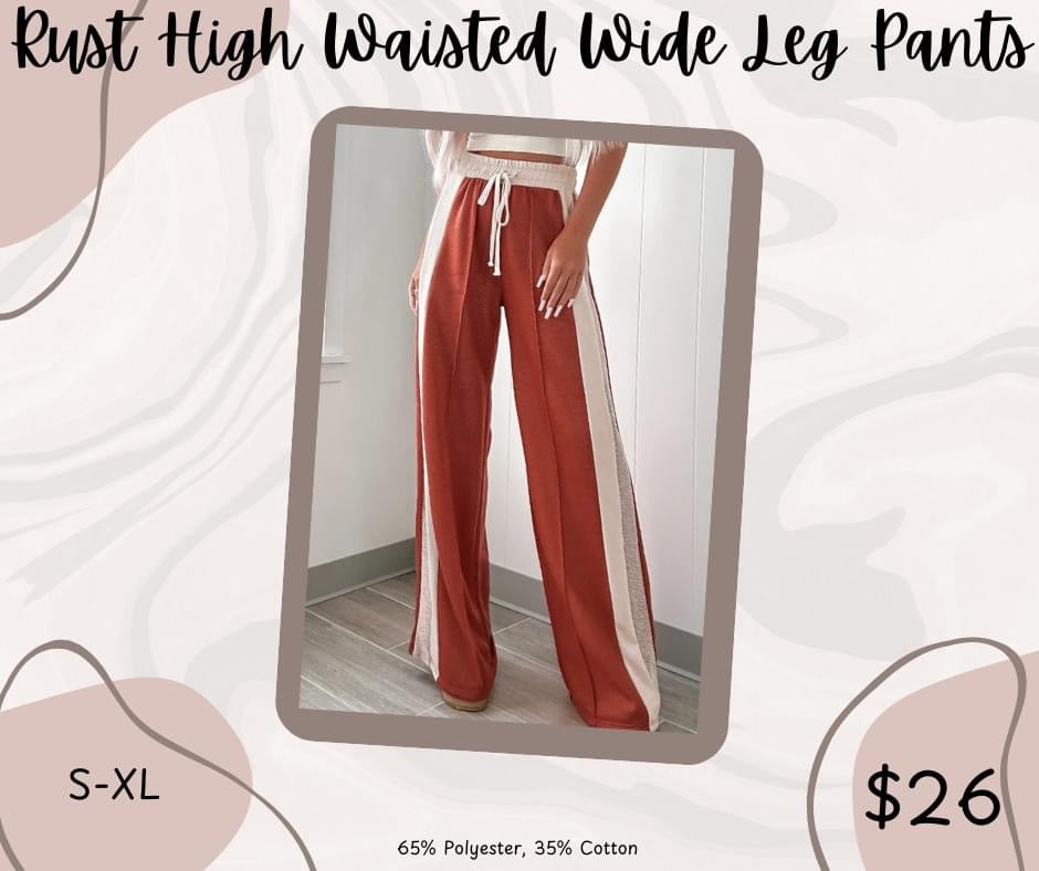 Pre-order Rust High Waisted Wide Leg Pants