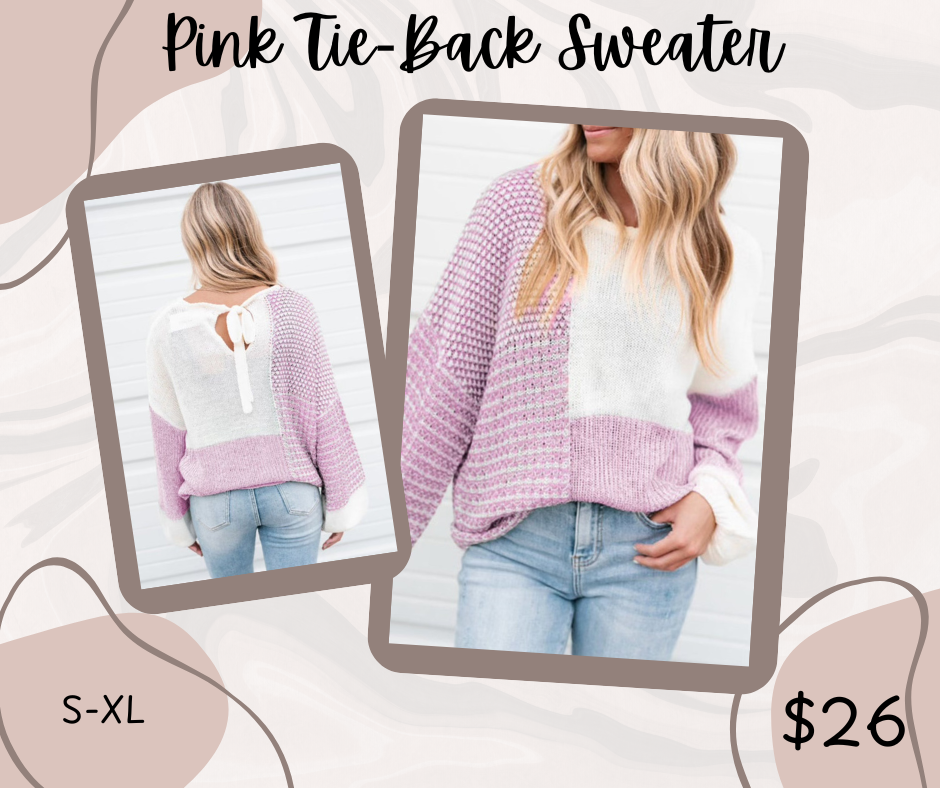 Pre-order Pink Tie-Back Sweater
