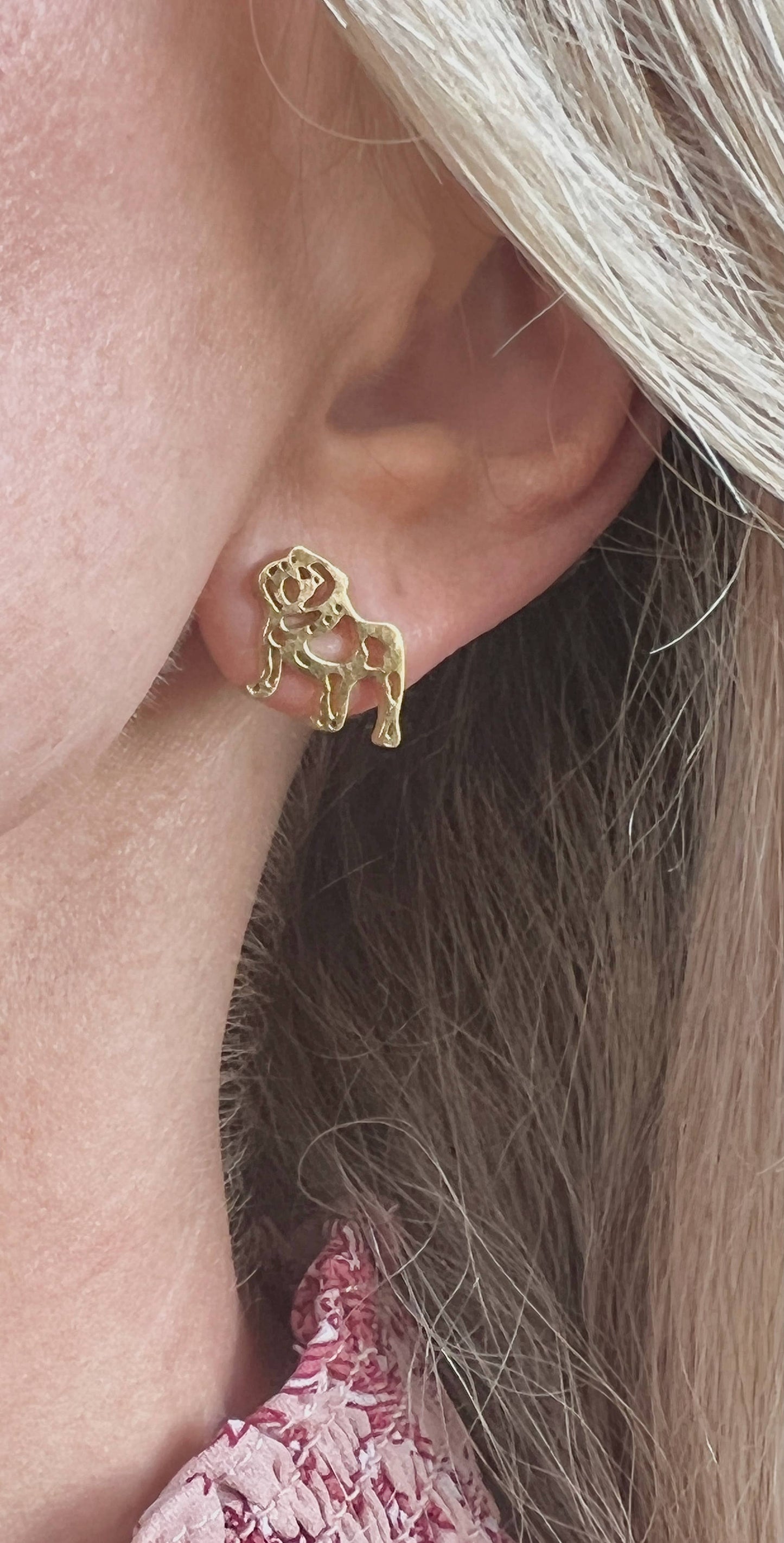 Bulldog Gold Stud Earrings