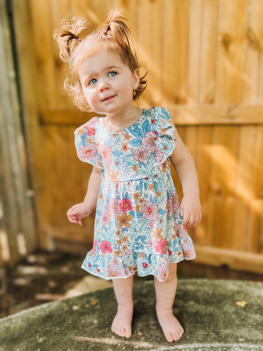 Floral Flutter Sleeve Dress