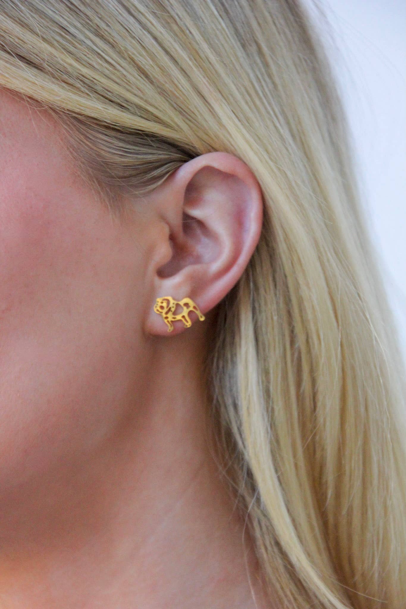 Bulldog Gold Stud Earrings