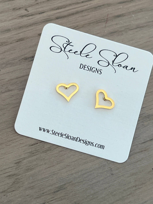 Heart Gold Stud Earrings