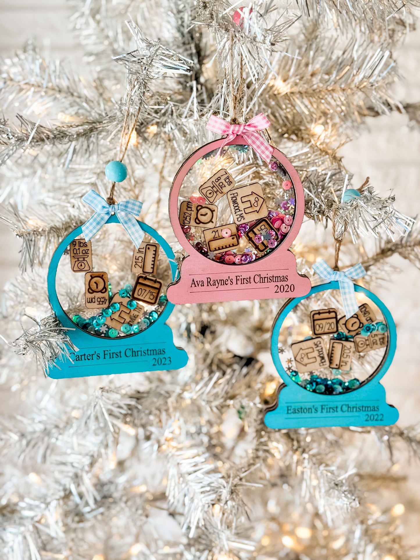 Pre-order Baby Stats Snow Globe Ornament