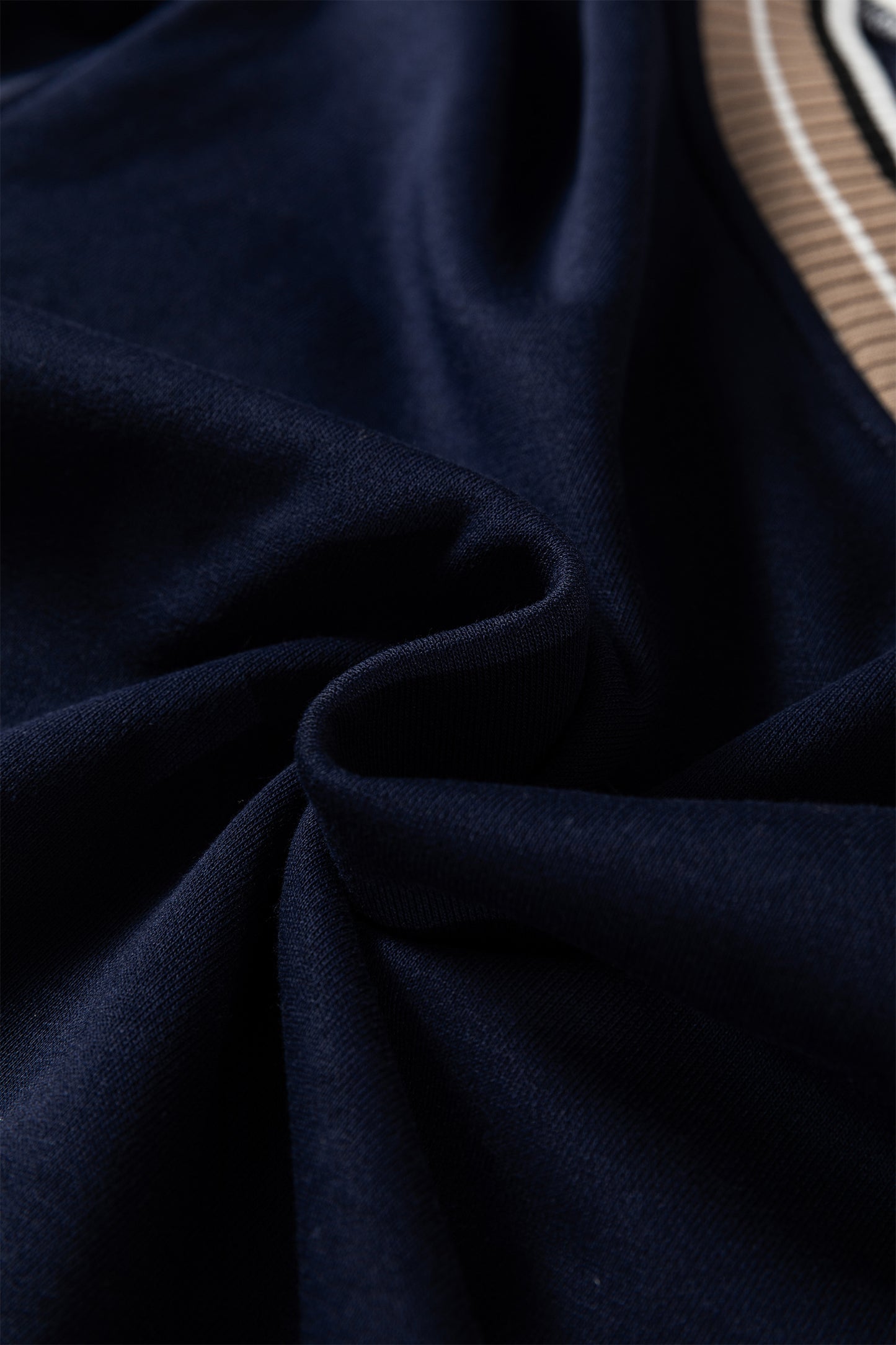 Parchment Varsity Contrast Striped Trim V Neck Sweatshirt