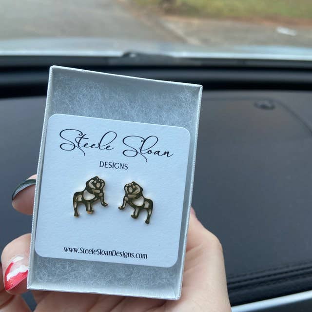 Bulldog Gold Stud Earrings