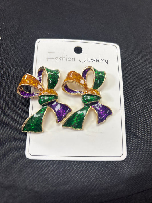 Mardi Gras Bow Earrings