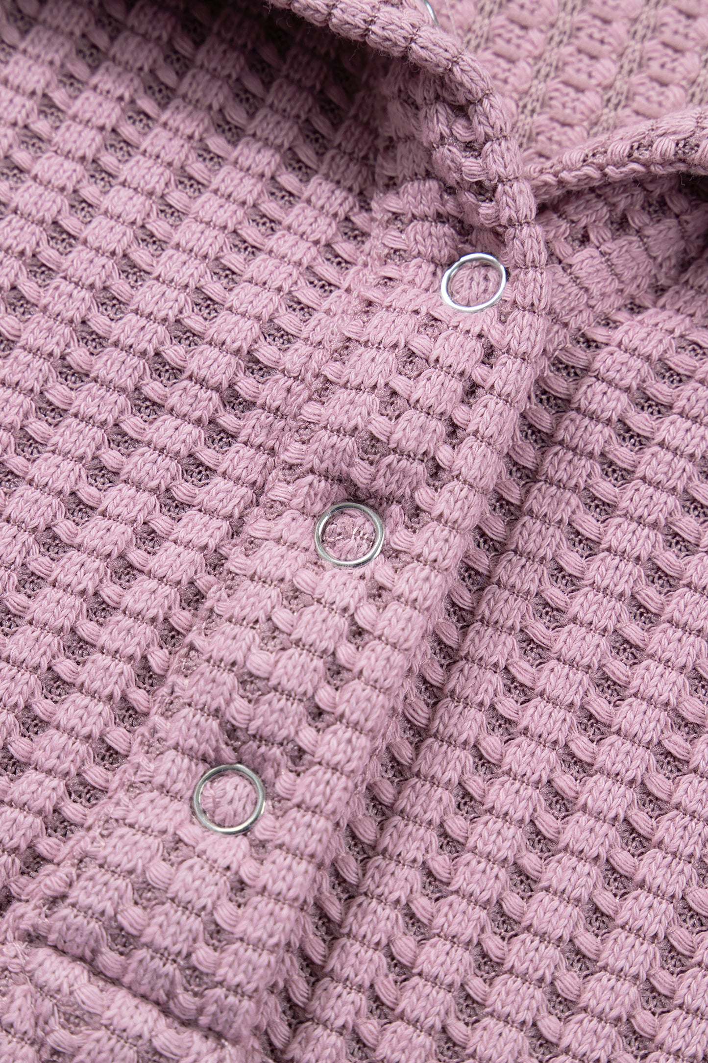 Casual Solid Color Textured Snap Button Collared Baggy Top