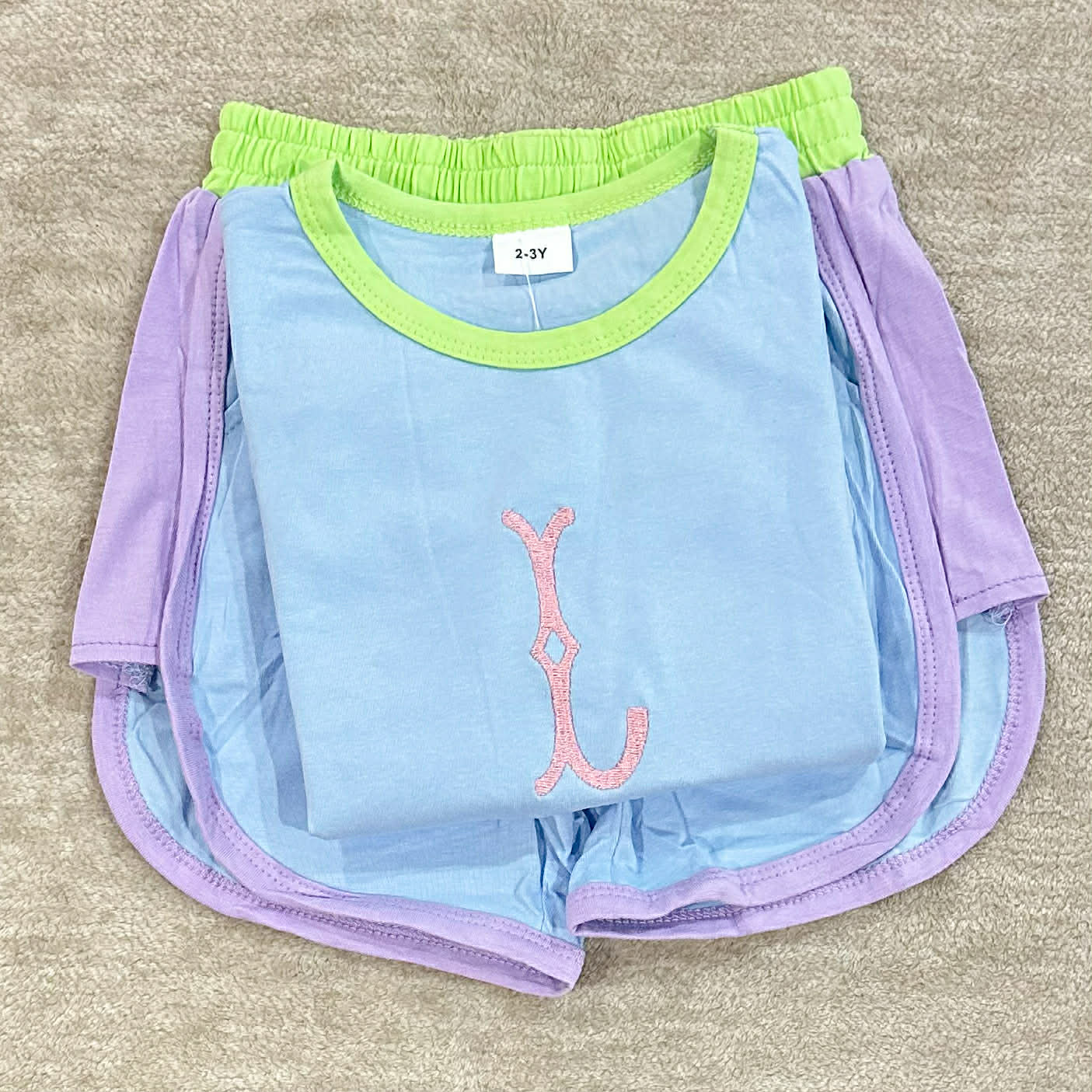 Pre-order Color Block Girl Short Sets