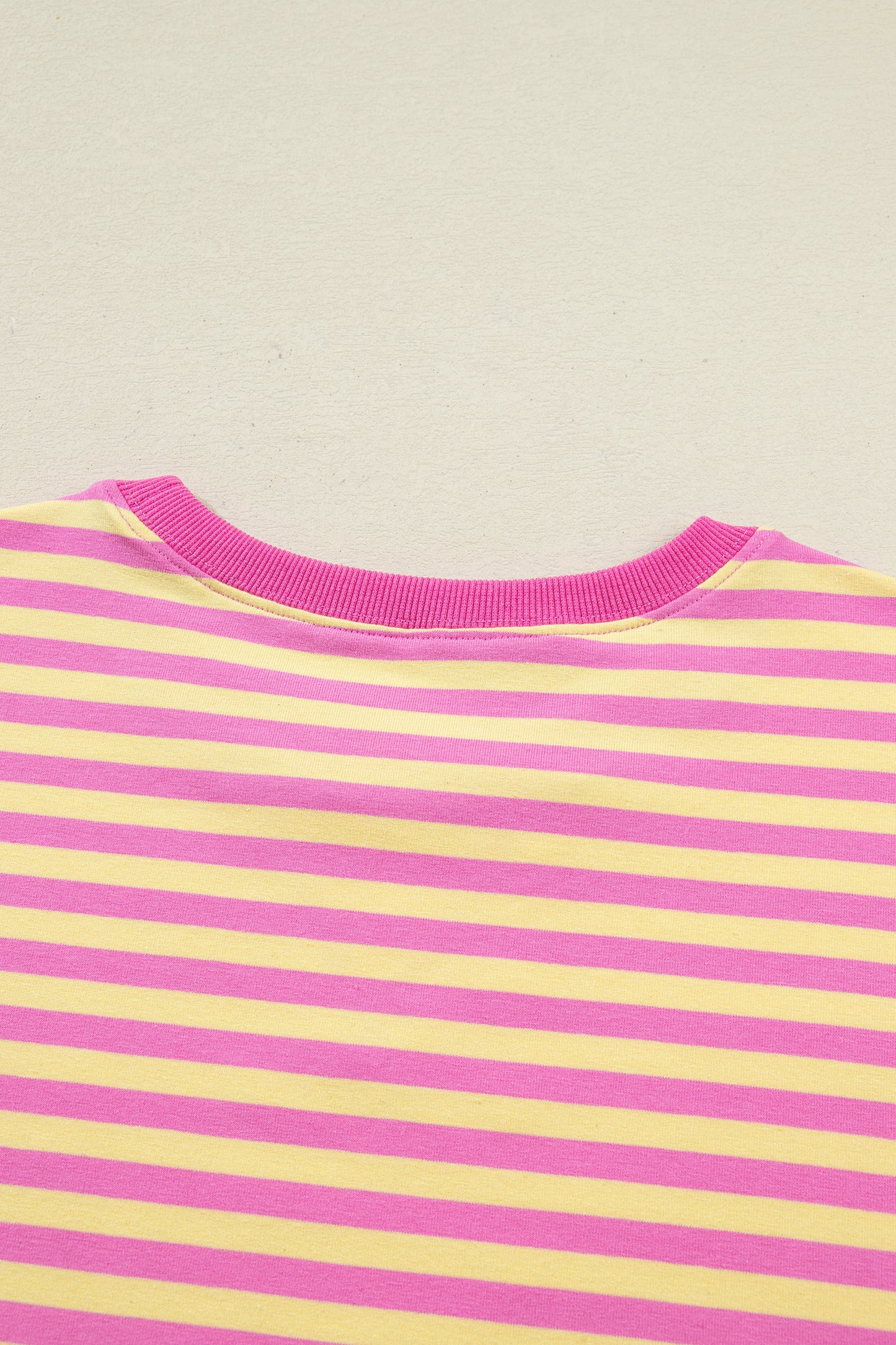 Green Stripe Drop Shoulder Boxy Casual Terry Short Set