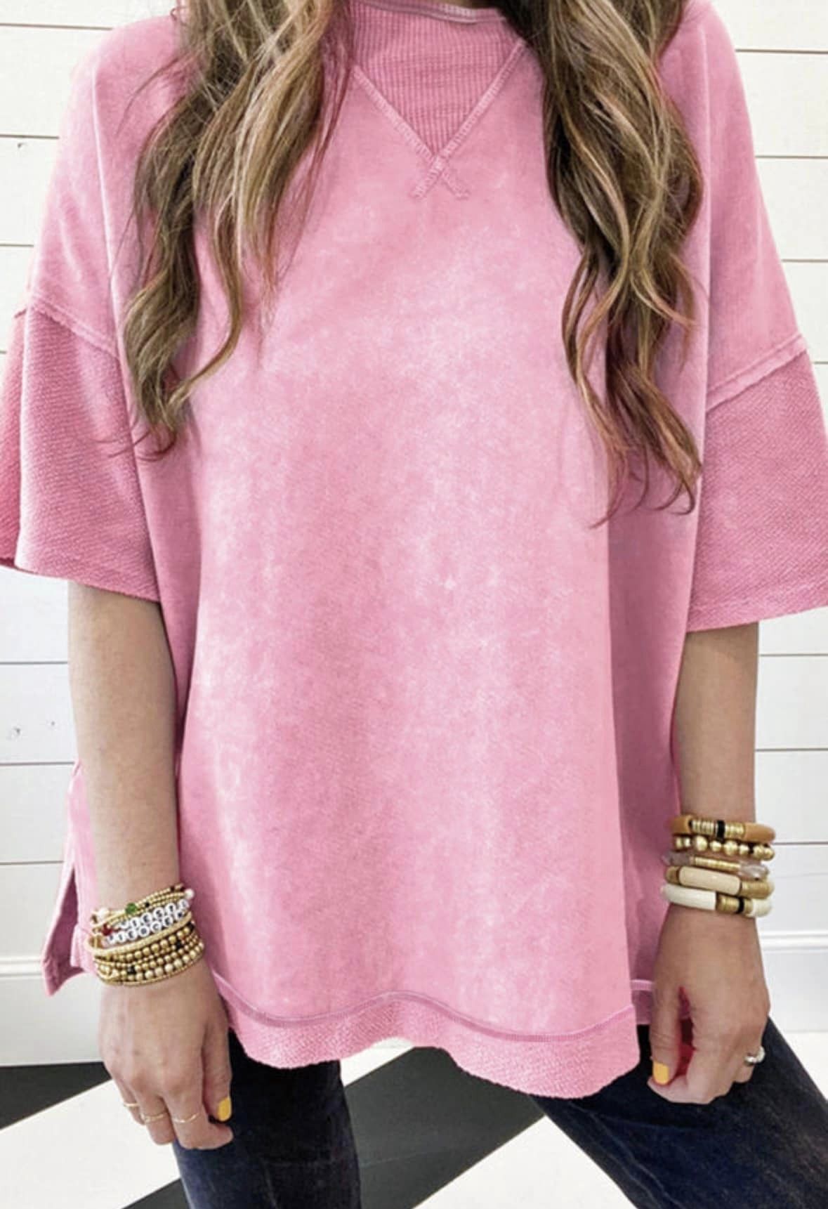 Pink Mineral Wash Oversize Tee