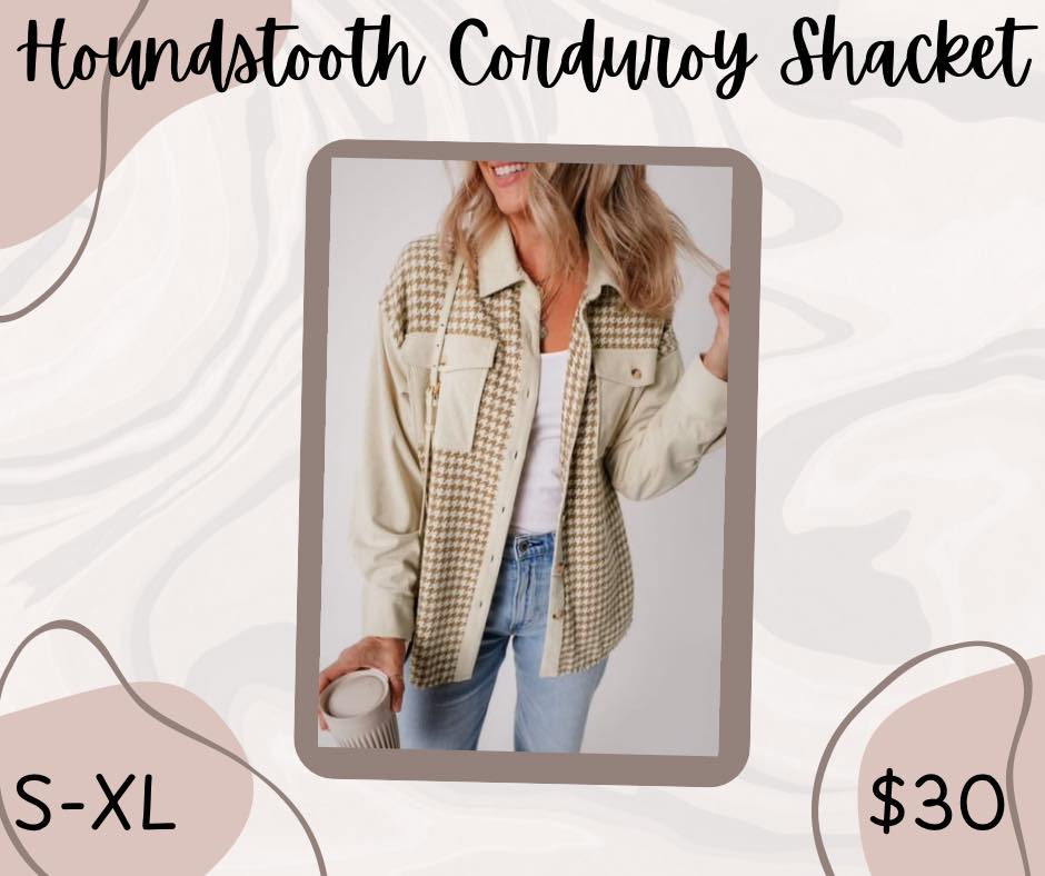 Pre-order Houndstooth Corduroy Shacket