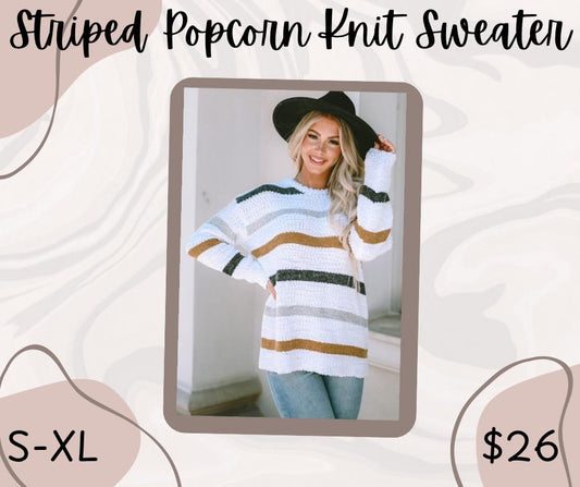 Pre-order Striped Popcorn Knit Sweater