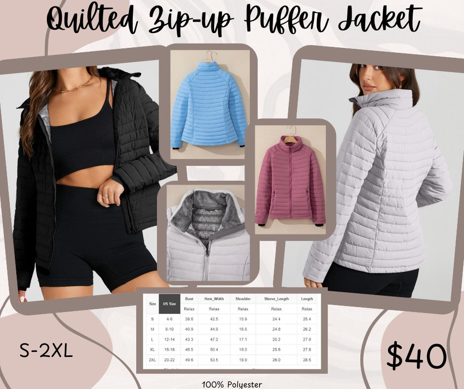 Pre-order Quilted Zip-up Puffer Jackets