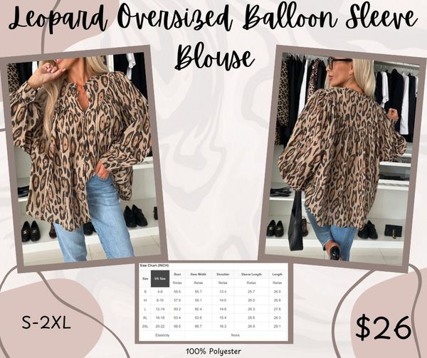 Pre-order Leopard Oversized Balloon Sleeve Blouse