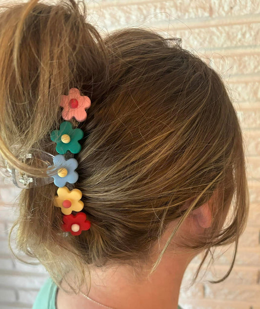 Multicolor 5 Flower Clip