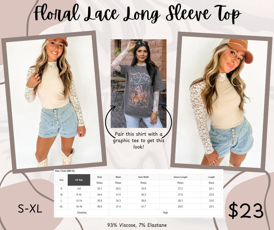 Pre-order Floral Lace Long Sleeve Top