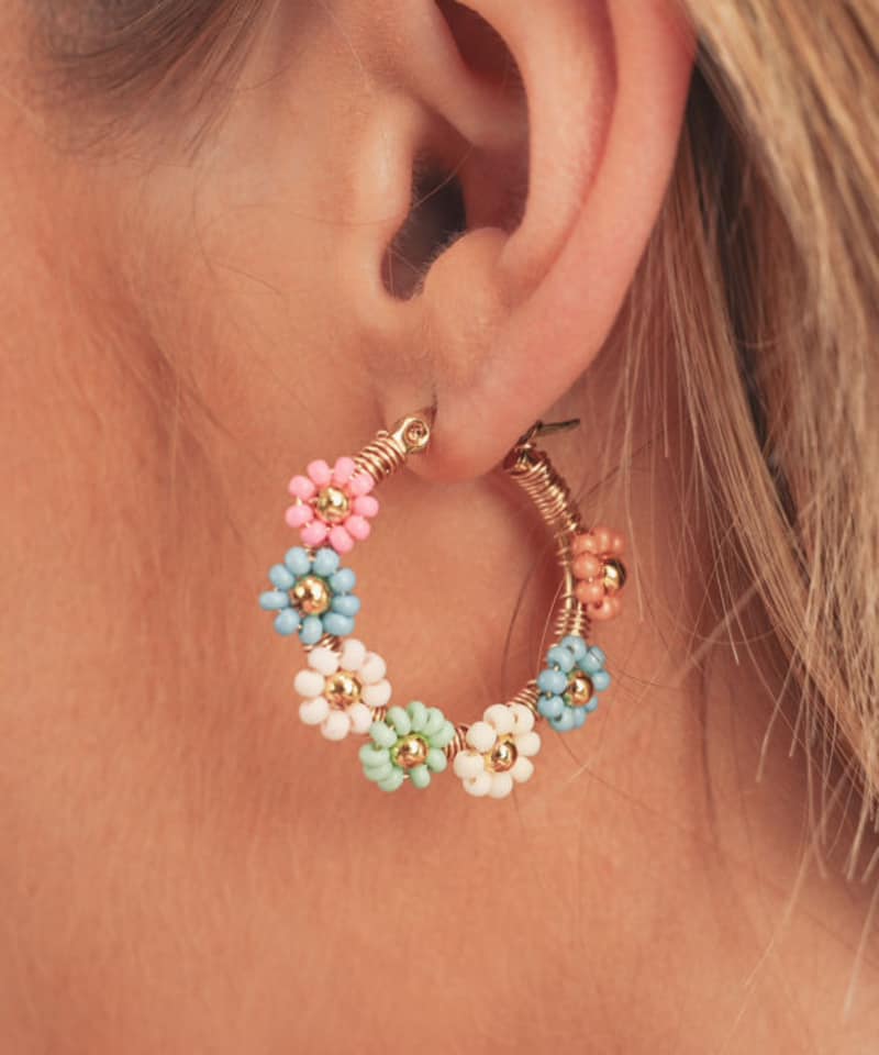 Flower Hoop Earrings