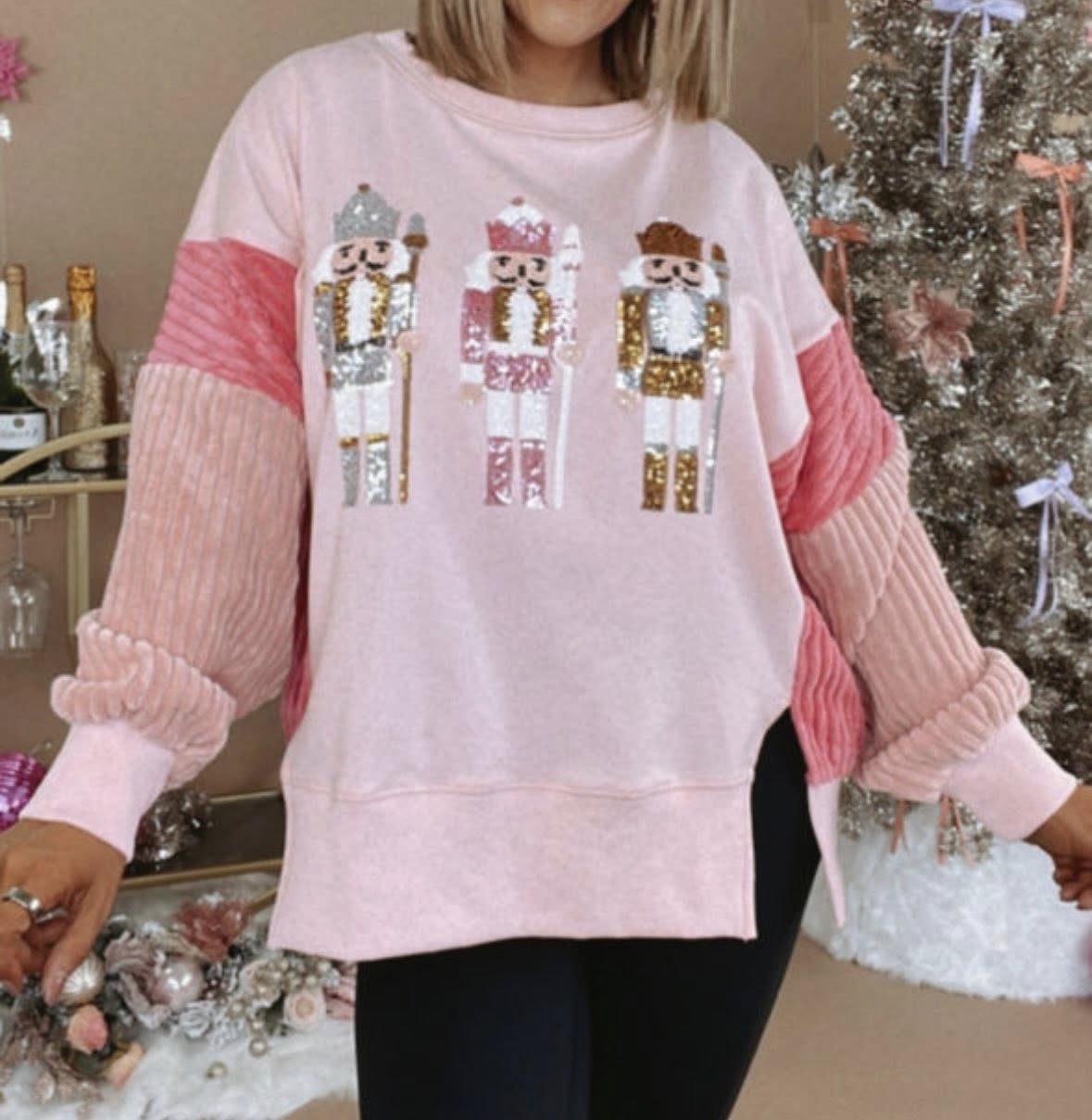 Sequin Nutcracker Colorblock Sweatshirt