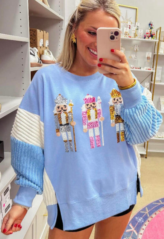 Sequin Nutcracker Colorblock Sweatshirt
