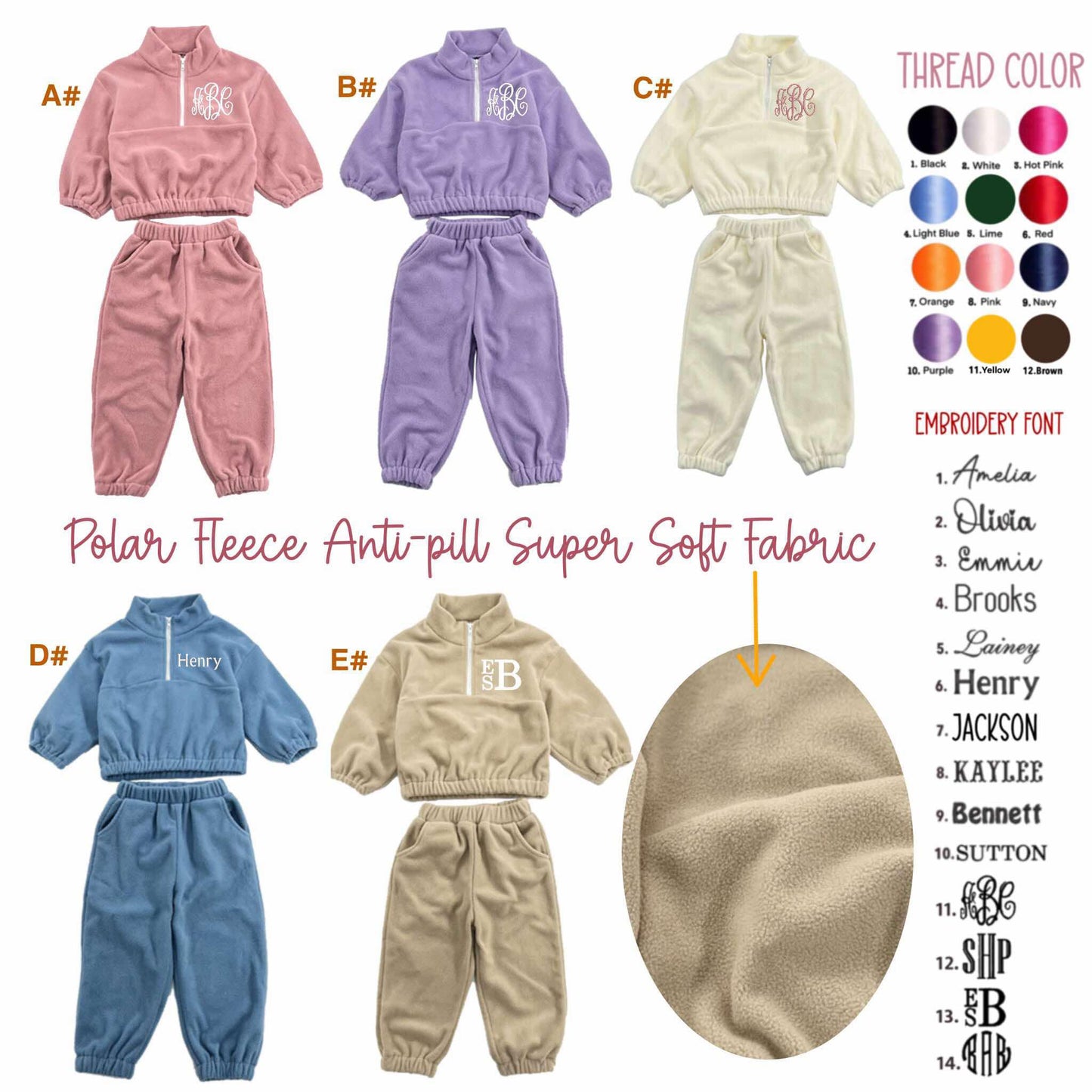 Pre-order Embroidered Fleece Jogger Sets
